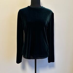 *FRENCH CONNECTION* Green Velvet Long Sleeve Top Size Large